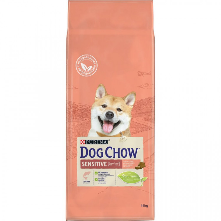 Purina Dog Chow Sensitive для собак с чувствительным пищеварением с лососем - 14 кг