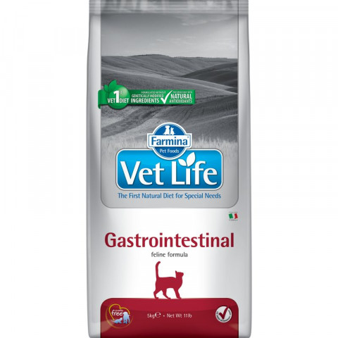 Farmina Vet Life Cat Gastrointestinal сухой корм для кошек при заболеваниях ЖКТ с курицей- 5 кг