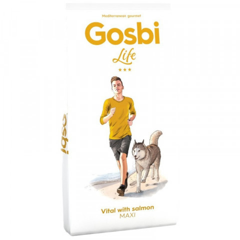 Сухой корм Gosbi Life для взрослых собак крупных пород с лососем - 15 кг