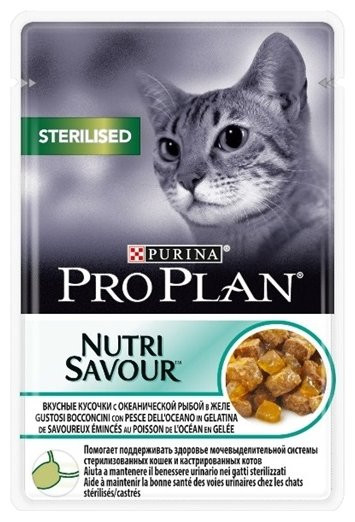 Влажный корм Pro Plan Cat Adult NutriSavour Sterilised для стерилизованных кошек с океанической рыбой в желе - 85 г