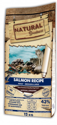 Natural Greatness Salmon Recipe Sensitive Adult Medium & Large сухой корм для взрослых собак средних и крупных пород с чувствительным пищеварением с лососем - 12 кг