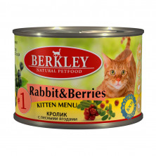 Berkley Kitten Menu Rabbit & Berries №1 влажный корм для котят с кроликом и лесными ягодами - 200 г