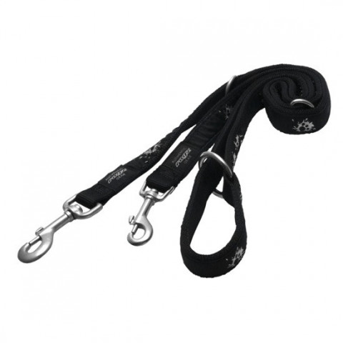 Поводок перестежка Rogz для собак мелких пород черный 1,1-1,3-1,8 м