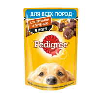 Pedigree влажный корм для взрослых собак с телятиной и печенью в желе в паучах - 85 г