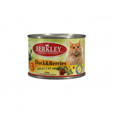 Berkley Adult Cat Menu Duck & Berries № 3 паштет для взрослых кошек с натуральным мясом утки с добавлением лесных ягод - 200 г