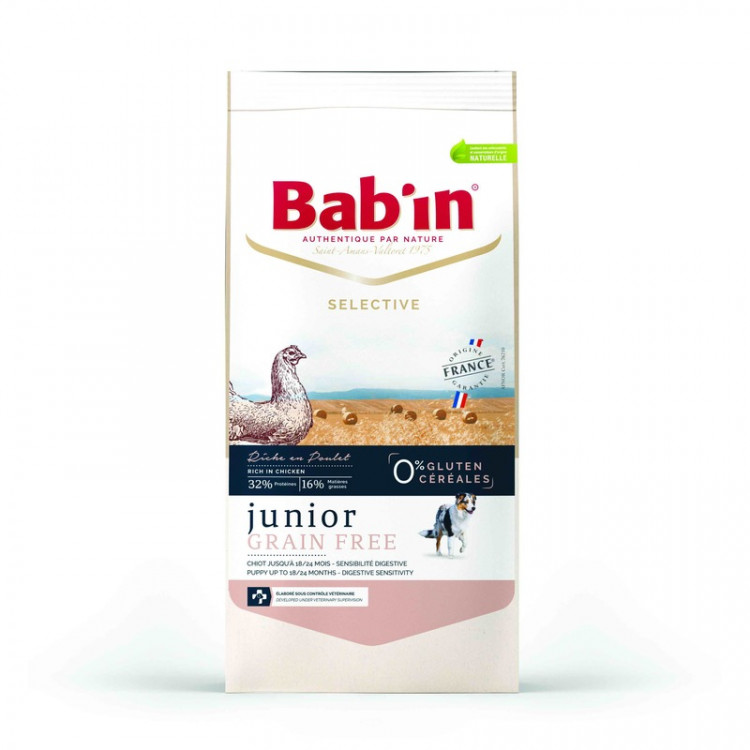 Сухой беззерновой корм Babin Selective Junior Grain Free для щенков с 18 до 24 месяцев с курицей и форелью - 3 кг