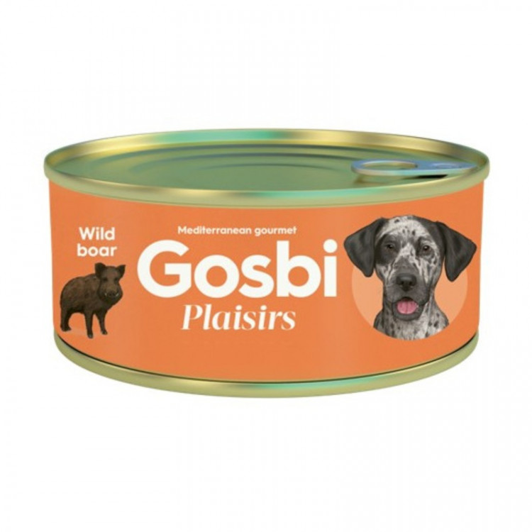 Влажный корм Gosbi Plaisirs для взрослых собак с мясом дикого кабана - 185 г
