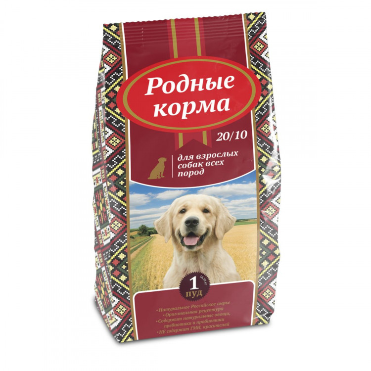 Родные корма сухой корм для взрослых собак всех пород - 16.38 кг