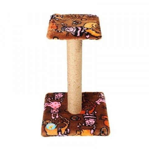 Зооник 2232 когтеточка-столб с полочкой (мех) 34*34*54 см 1 ш