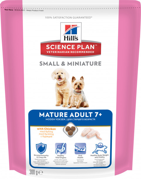 Hill's Science Plan Small & Miniature сухой корм для собак мелких и миниатюрных пород старше 7 лет с курицей - 300 гр