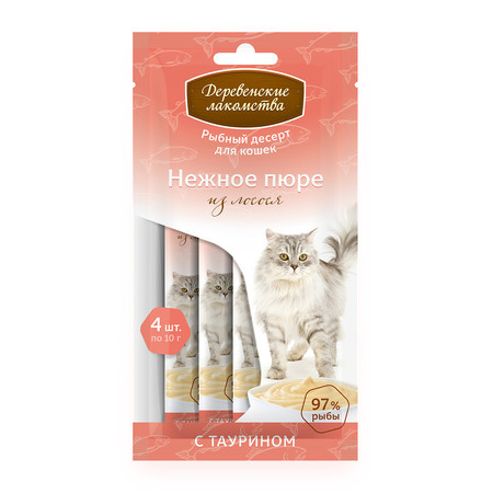 Деревенские лакомства для кошек Нежное пюре из лосося - 40 г