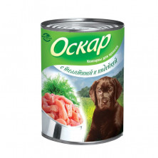 Оскар влажный корм для щенков с телятиной и индейкой в консервах - 350 г