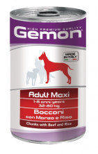 Gemon Dog Maxi консервы для собак крупных пород кусочки говядины с рисом - 1250 г