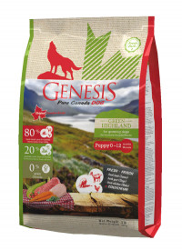 Genesis Pure Canada Green Highland Puppy для щенков, юниоров, беременных и кормящих взрослых собак всех пород с курицей, козой и ягненком 907 гр