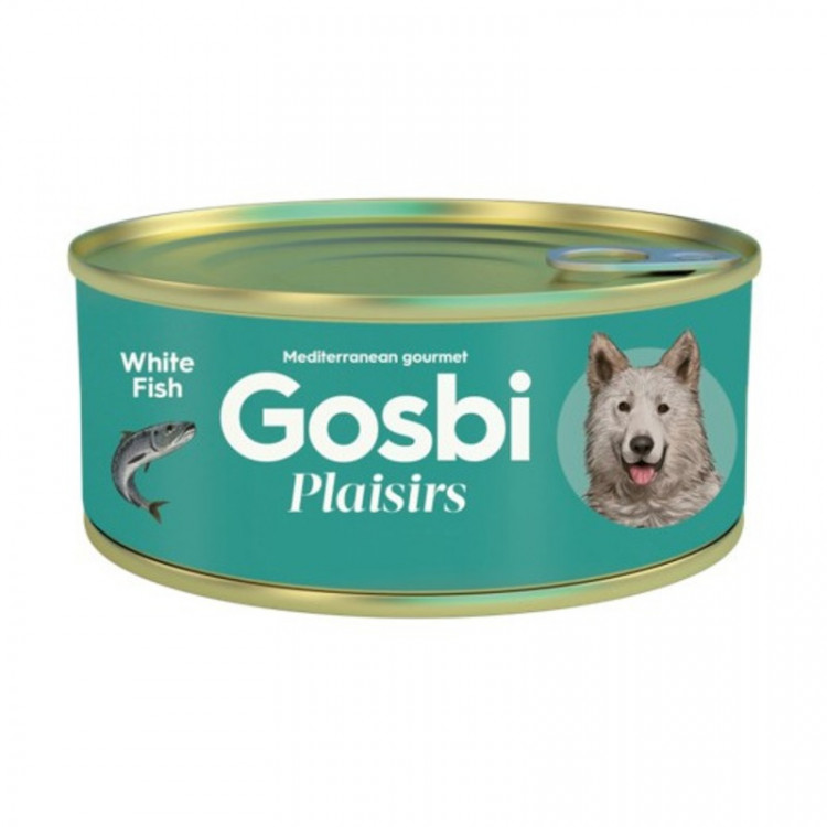 Влажный корм Gosbi Plaisirs для взрослых собак с белой рыбой - 185 г
