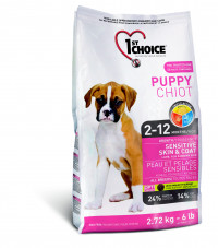 1st Choice Puppy для щенков с чувствительной кожей и для шерсти с ягненком, рыбой и рисом - 14 кг