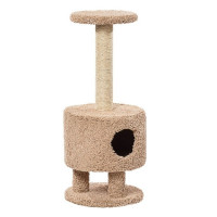 Пушок Круглый на ножках домик для кошек ковролиновый, цвет капучино