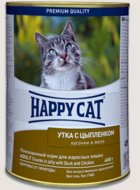 Консервы Happy Cat для взрослых кошек с уткой и цыпленком - 400 г