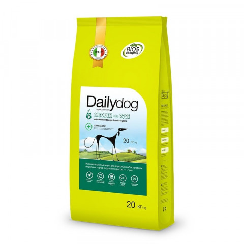 Сухой корм Dailydog Adult Medium Large Breed Low Calorie Chicken and Rice для собак средних и крупных пород с курицей и рисом 20 кг