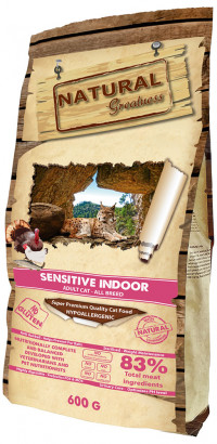 Natural Greatness Sensetive Indoor Recipe сухой корм для взрослых кошек с индейкой и курицей - 600 г