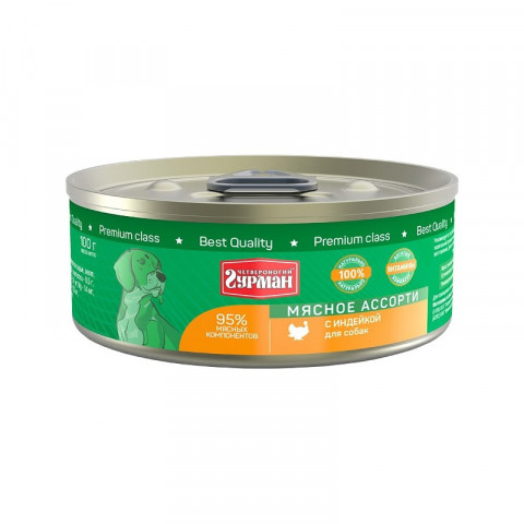 Четвероногий Гурман Мясное ассорти с индейкой для собак 100 г