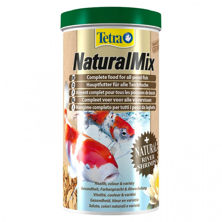 Корм Tetra Natural Mix для прудовых рыб смесь растительных гранул и речных креветок - 1 л 135 г