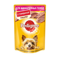 Pedigree влажный корм для взрослых собак миниатюрных пород паштет с говядиной в паучах - 80 г