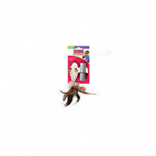 Kong игрушка для кошек "Мышь полевка с перьями" плюш с тубом кошачьей мяты