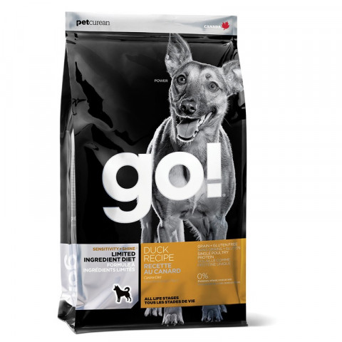 GO! Sensitivity + Shine GF сухой беззерновой корм для щенков и собак для чувствительного пищеварения с уткой - 9.98 кг