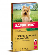 Bayer Адвантикс 40С капли на холку от блох, клещей и комаров для собак весом до 4 кг и щенков - 1 пипетка