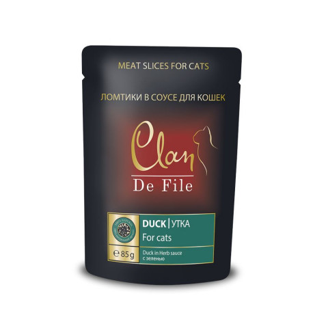 Clan De File влажный корм для кошек с уткой и зеленью в соусе - 85 г