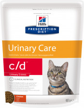 Hill's Prescription Diet c/d Urinary Stress сухой диетический корм для кошек для поддержания здоровья мочевыводящих путей и при стрессе одновременно с курицей - 400 гр