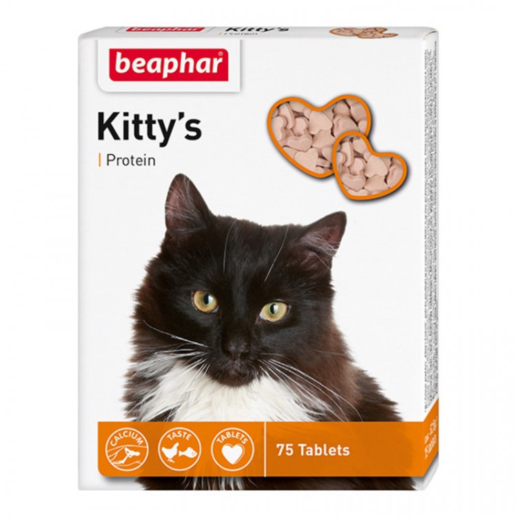 Beaphar Kitty's Витамины для кошек Сердечки Протеин 75 таблеток