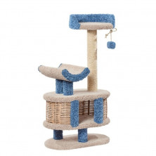 Пушок домик Йорик для кошек, цвет молочный с голубым