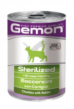 Gemon Cat Sterilised консервы для стерилизованных кошек кусочки кролика - 415 г