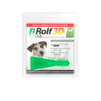 RolfClub 3D капли для собак 4-10 кг от клещей, блох, вшей, власоедов 0,8 мл