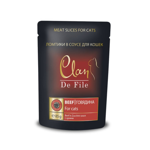 Clan De File влажный корм для кошек с говядиной и цукини в соусе - 85 г