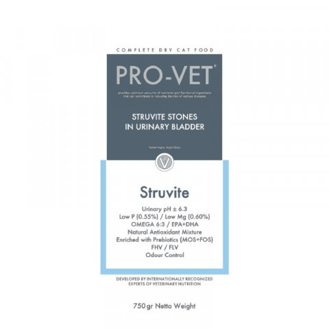 PRO-VET Struvite корм для кошек всех пород для профилактики и лечения мочекаменной болезни 750 гр