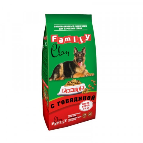 Clan Family сухой корм для собак всех пород с говядиной  - 15 кг