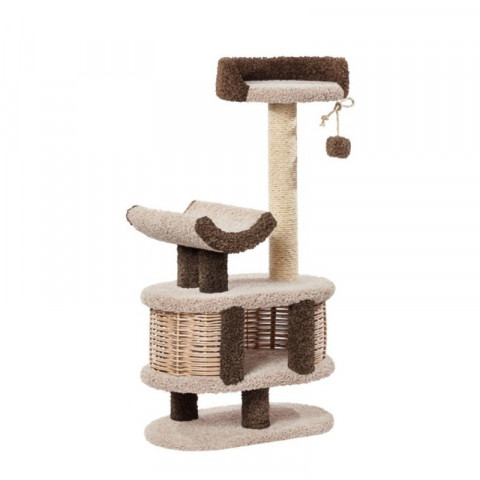 Пушок домик Йорик для кошек, цвет молочный с коричневым