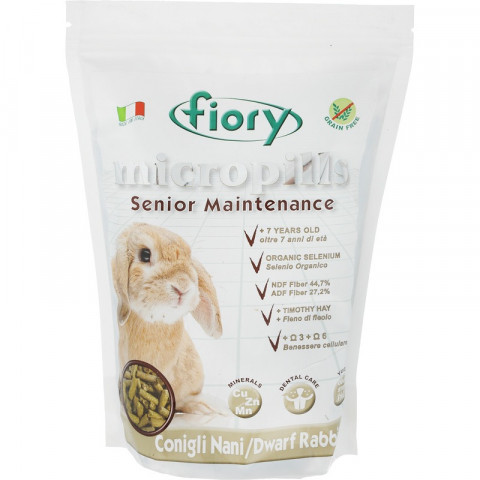 FIORY корм для карликовых кроликов старше 7 лет Micropills Dwarf Rabbits 850 гр