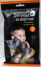 Teddy Pets 48229 влажные салфетки для ухода за шерстью кошек