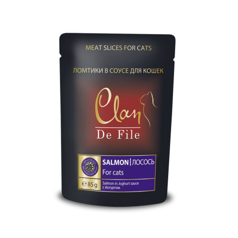 Clan De File влажный корм для кошек с лососем в йогуртовом соусе - 85 г