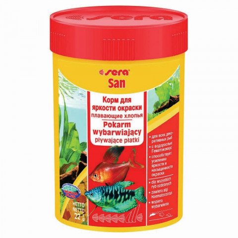 Sera San Корм для рыб основной в хлопьях для улучшения окраски - 100 мл