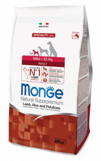 Monge Dog Speciality Mini сухой корм для взрослых собак мелких пород с ягненком, рисом и картофелем 800 гр