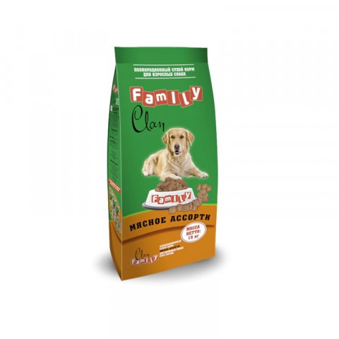 Clan Family сухой корм для собак мясное ассорти  - 15 кг