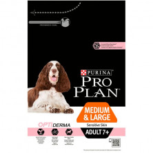 Purina PRO PLAN для взрослых собак старше 7 лет средних и крупных пород с чувствительной кожей OPTIDERMA с лососем и рисом - 3 кг