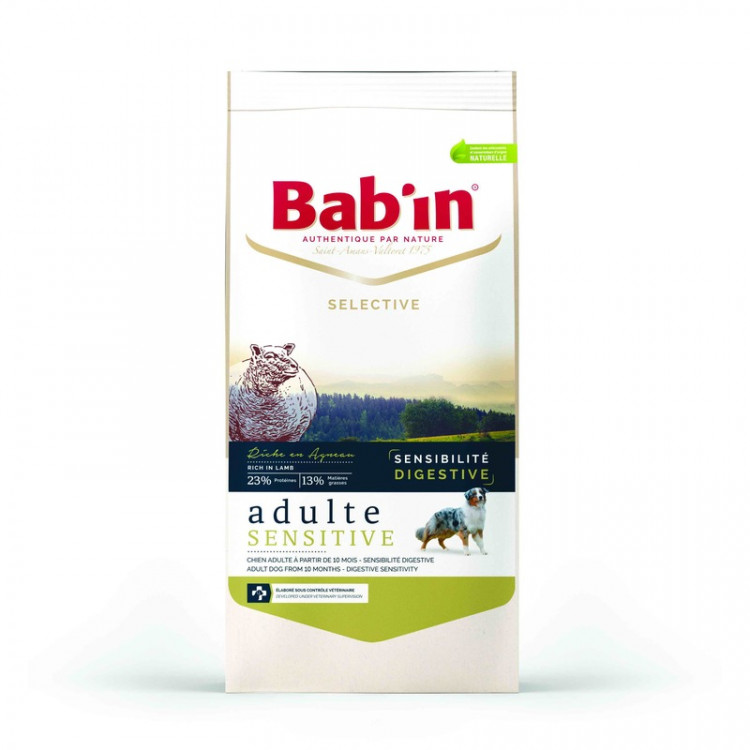 Сухой корм Babin Selective Adulte Sensitive для взрослых собак с чувствительным пищеварением с ягненком - 3 кг