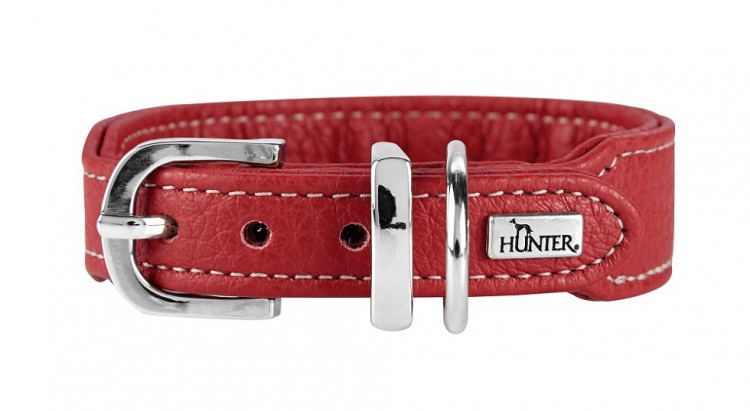 Hunter ошейник для собак Cannes Mini 37 (29-34)/2,5 см натуральная кожа красный