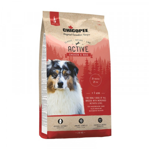 Chicopee CNL Active Chicken & Rice сухой корм для активных собак всех пород с курицей и рисом 2 кг